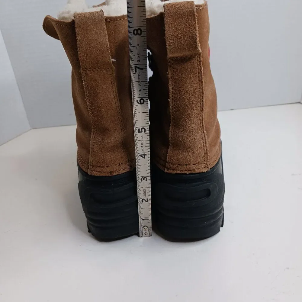 Khombu Unisex Big Kid size 4 Leather Waterproof Boots Cognac/Brown